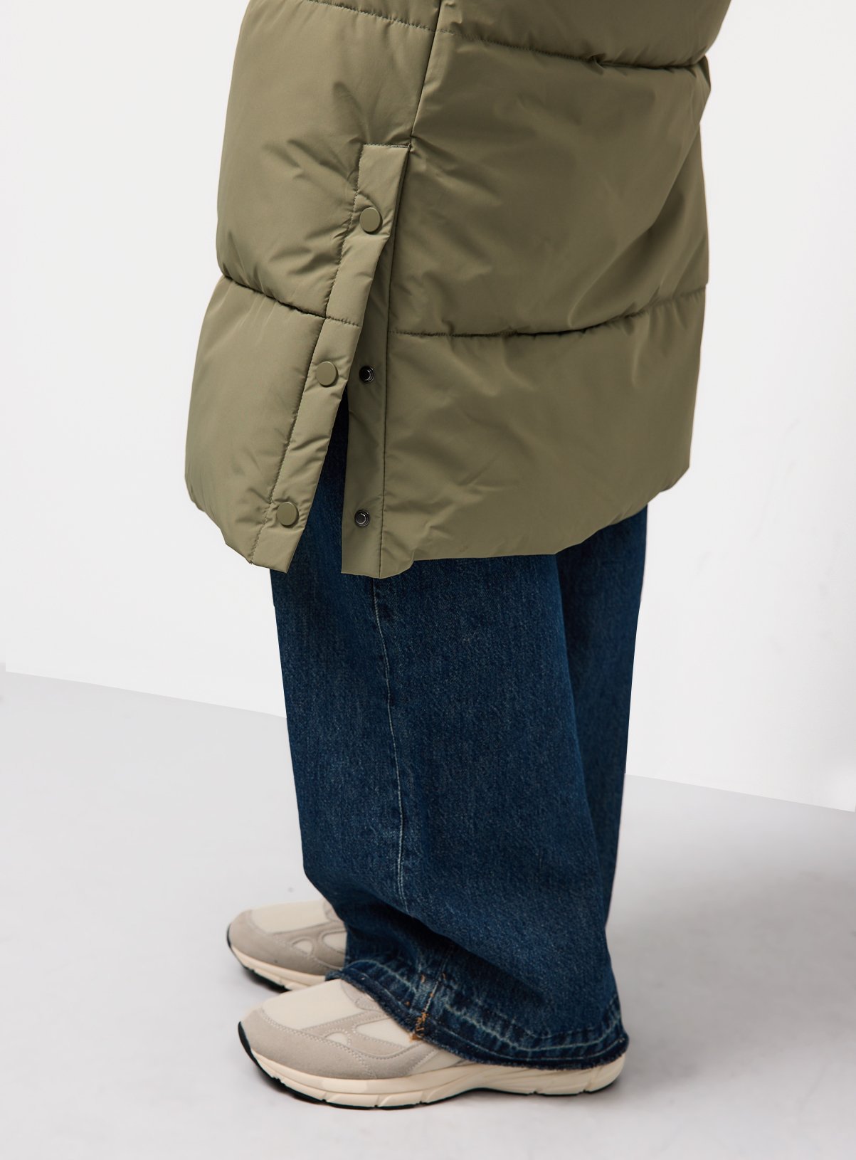 Light Khaki Longline Padded Gilet M - Image 5 thumbnail
